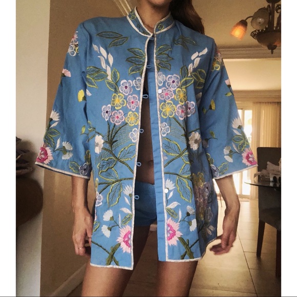 Vtg Woodstock embroidered festival kimono jacket - Picture 3 of 8